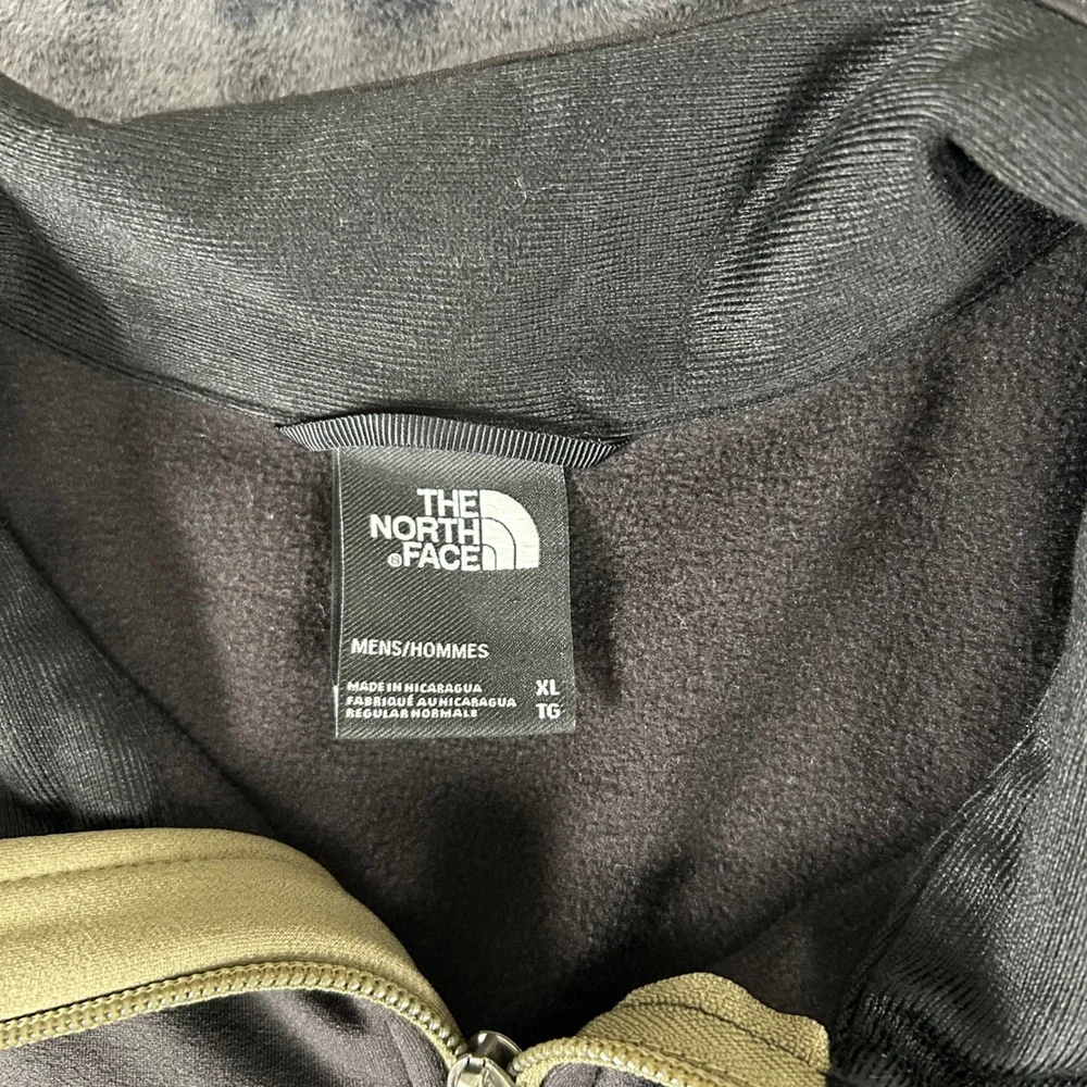 The North Face Softshell Jacket Mens XL Olive Green Black Full Zip Fleece Lined